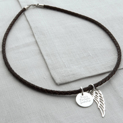 Wing And Disc Leather Necklet