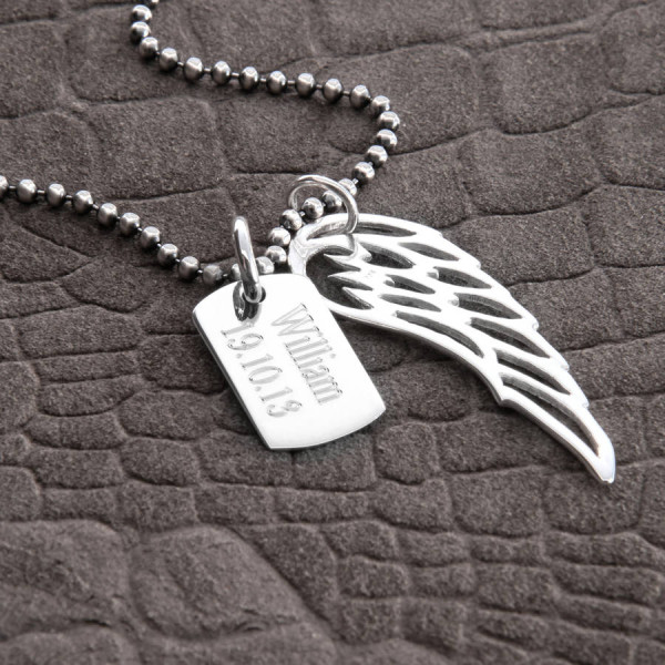 Wing And Dogtag Pendant