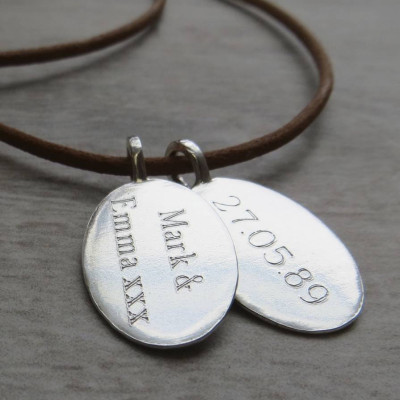 Personalised Necklaces - Tag amp Leather Cord Necklace