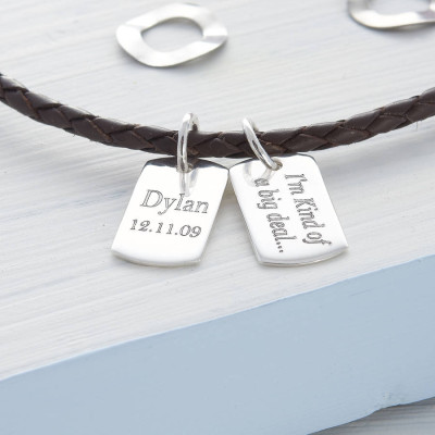 And Leather Double Dog Tag Necklet
