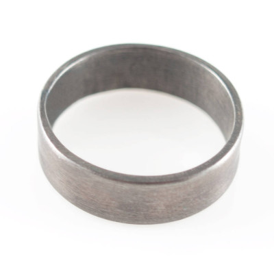 Oxidized Flat Wedding Band Ring