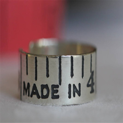 Etched Vintage Style Tape Measure Ring