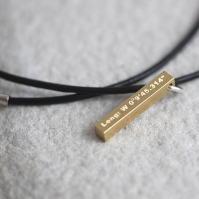 Personalised Necklaces - Tiny Leather And Raw Brass Coordinate Necklace