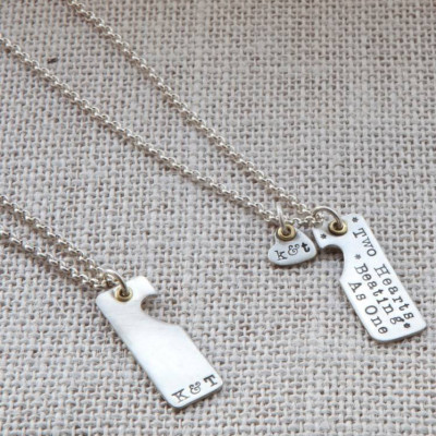 Personalised Necklaces - Two Hearts Beat As One Couples Necklaces