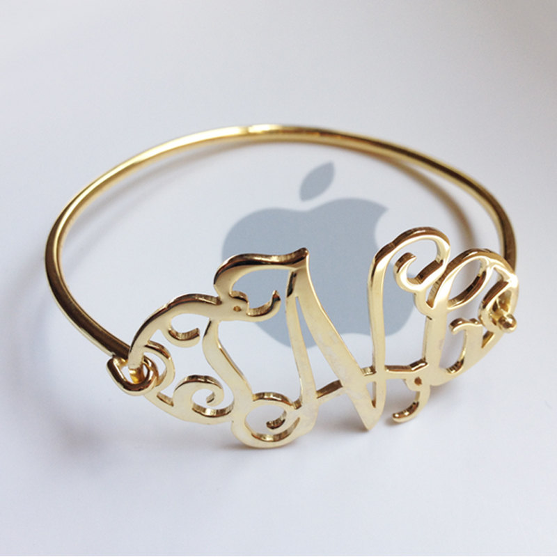 18k Gold Initial Monogram Bracelet