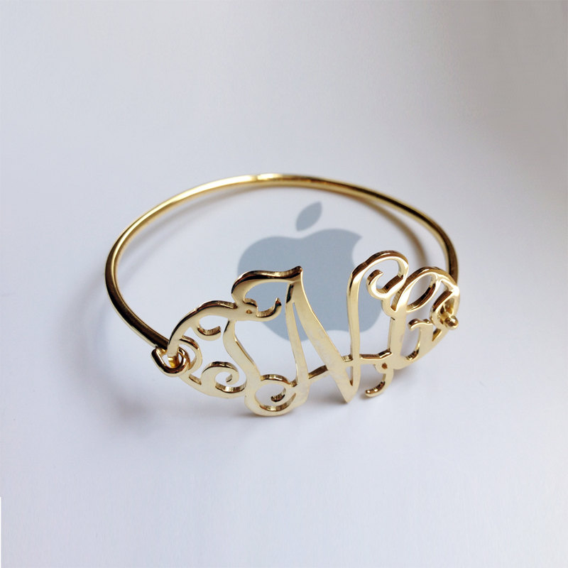18k Gold Initial Monogram Bracelet