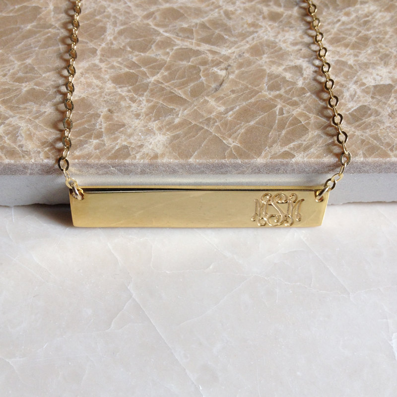 3 Initial Bar Necklace