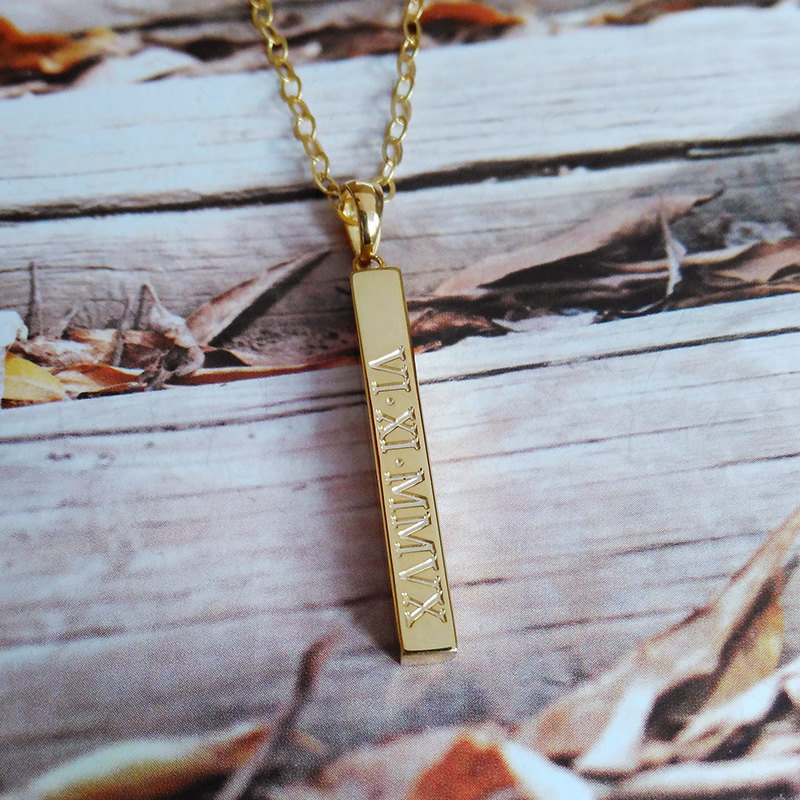 Engraved Coordinates Bar Necklace