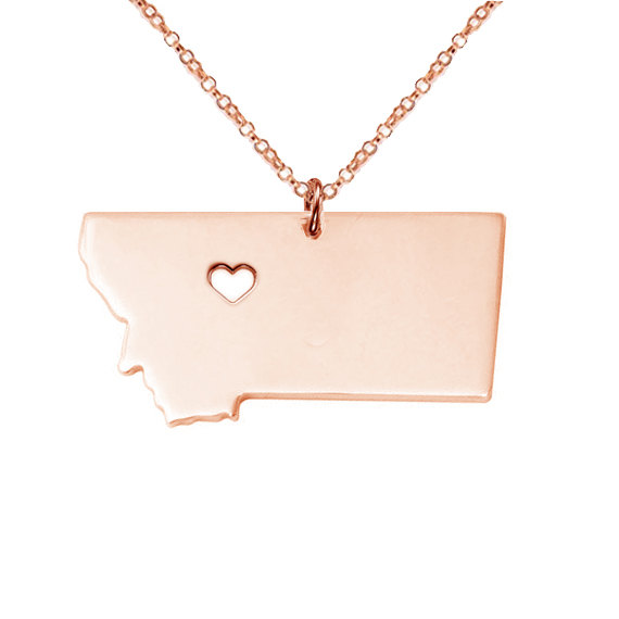 Gold Montana State Necklace