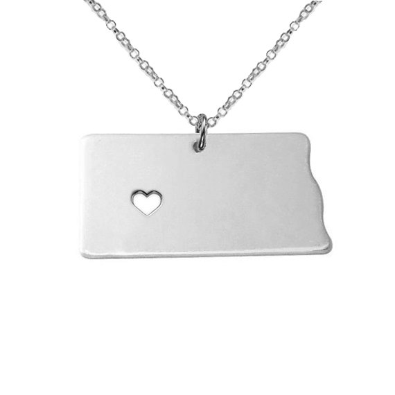 Gold North Dakota State Necklace