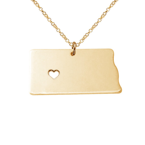 Gold North Dakota State Necklace