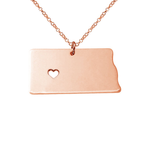 Gold North Dakota State Necklace