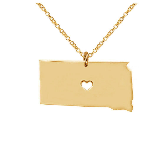 Gold South Dakota State Necklace