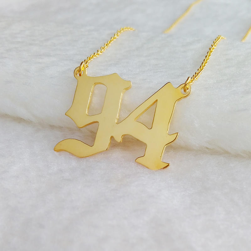 Old English Number Necklace
