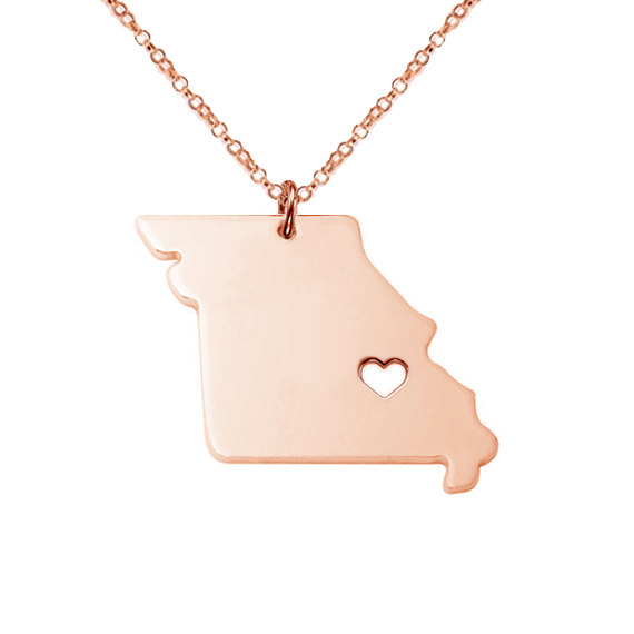 Rose Gold MO State Charm Necklace