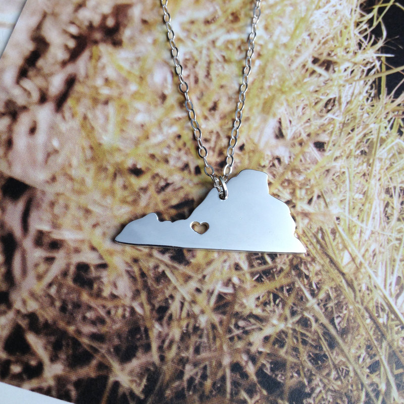 Rose Gold VA State Charm Necklace
