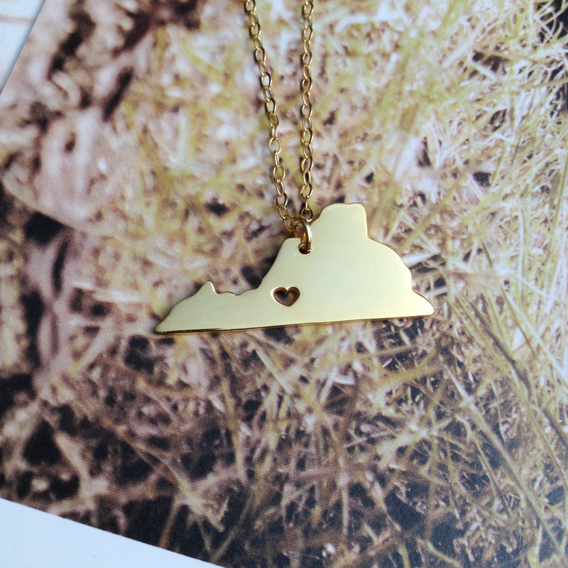 Rose Gold VA State Charm Necklace