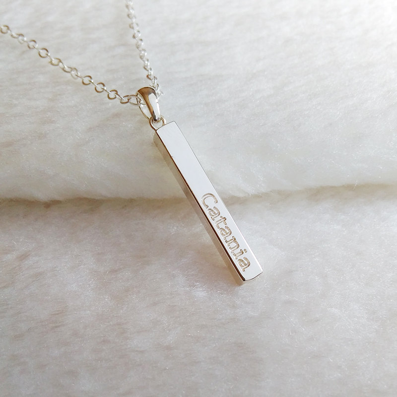 Silver Name Bar Necklace
