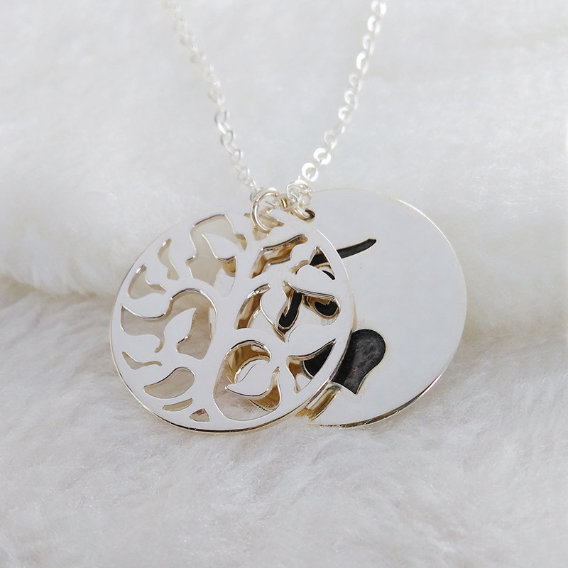 Silver Signature And Tree of Life Necklace