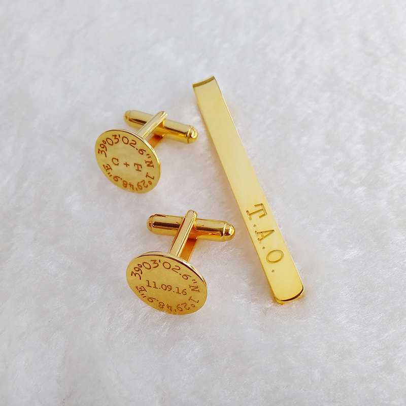 Wedding Cufflinks and Tie Clip Set
