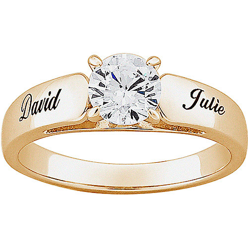 Personalized 1.75 T.G.W. Round CZ Wedding Band in 18kt Gold over Sterling Silver