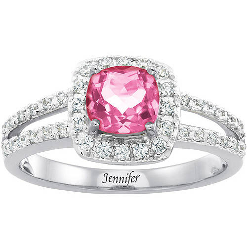 Personalized Keepsake Cushion-Cut Gemstone Ring
