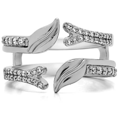 Personalized TwoBirch Open-Ended Double-Leaf Wedding Ring Guard