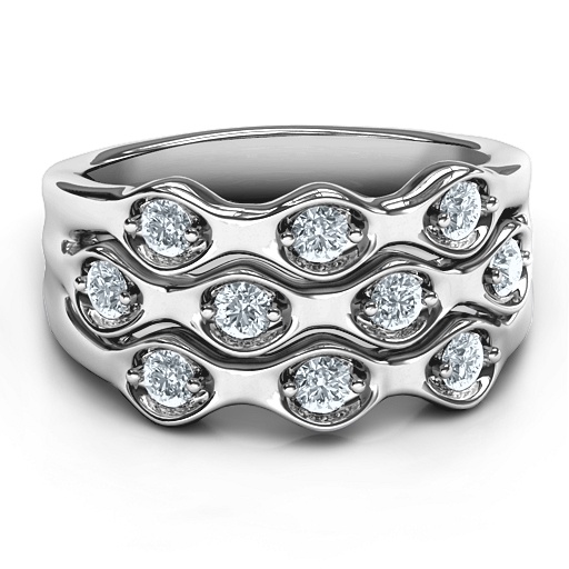 3 Tier Wave Ring