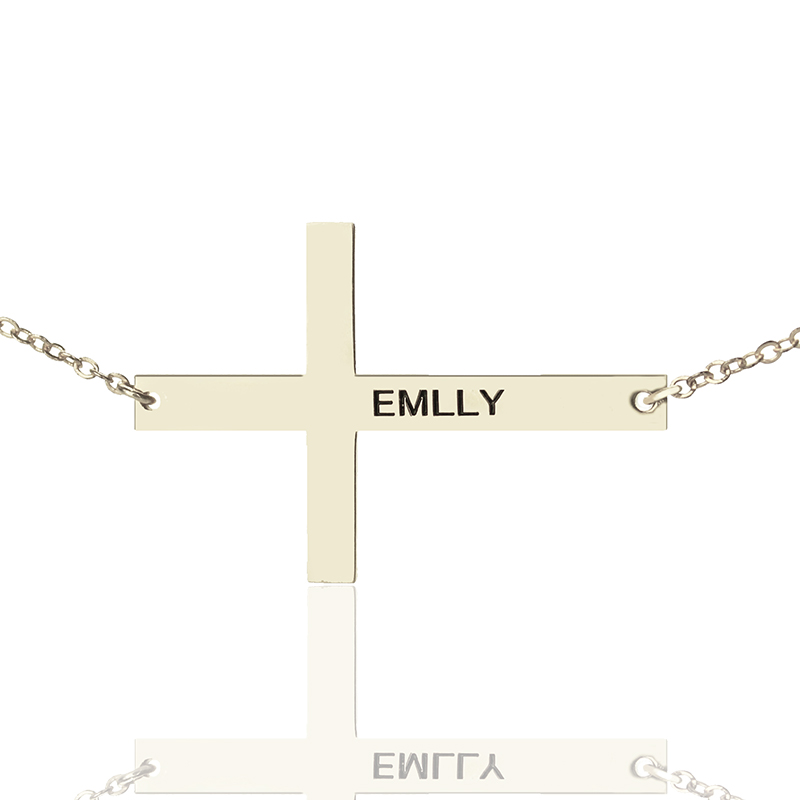 Name Necklace - Engraved Latin Cross