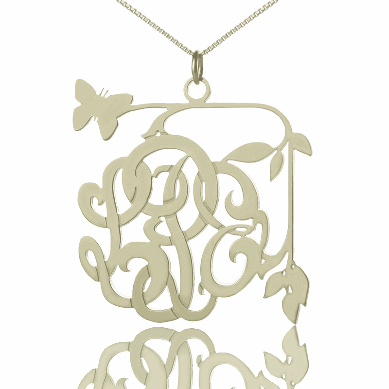 Personalised Necklaces - Butterfly Script Monogram Necklace