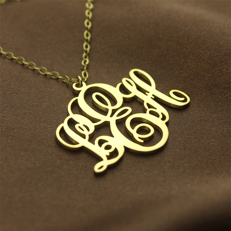 Personalised Necklaces - Vine Font Initial Monogram Necklace