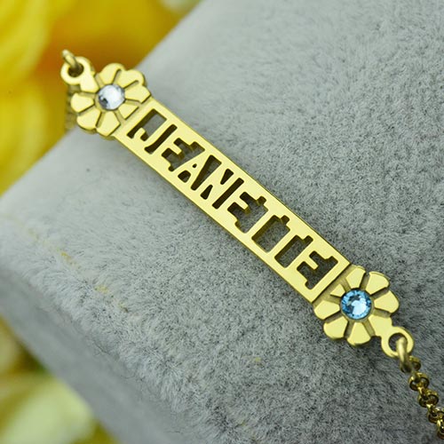Birthstone Name Personalised Bracelet for Her