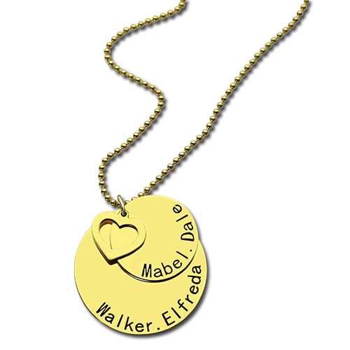Personalised Necklaces - Disc Family Jewellery Necklace Engraved Name