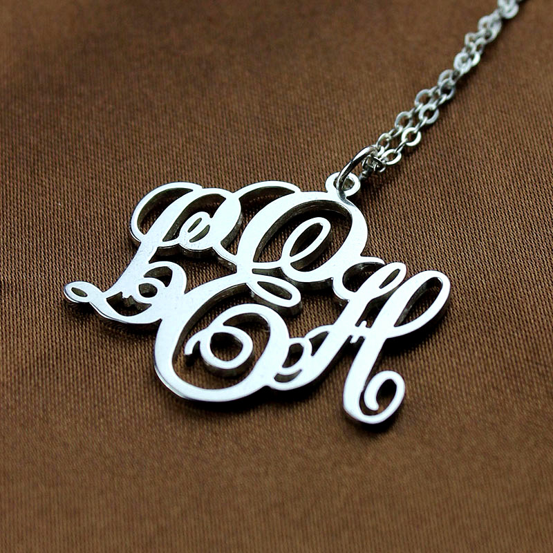 Personalised Necklaces - Vine Font Initial Monogram Necklace