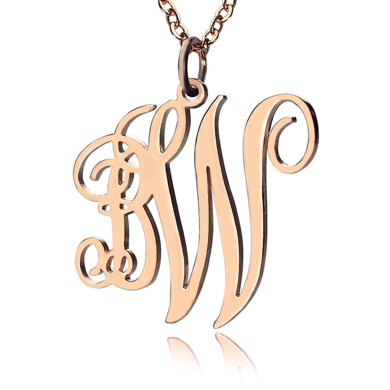 Personalised Necklaces - Vine Font 2 Initial Monogram Necklace