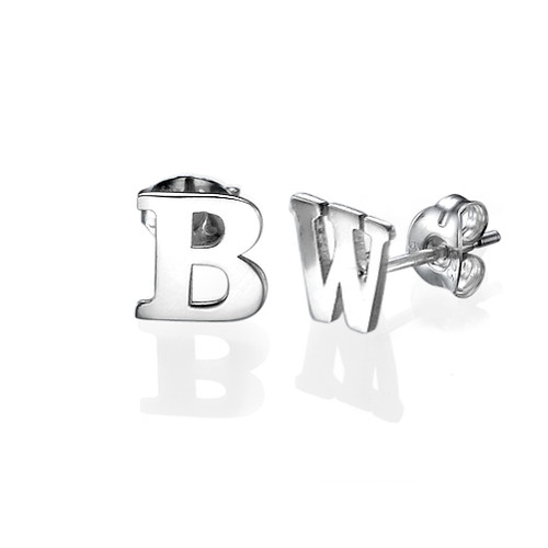 Print Initial Stud Earrings
